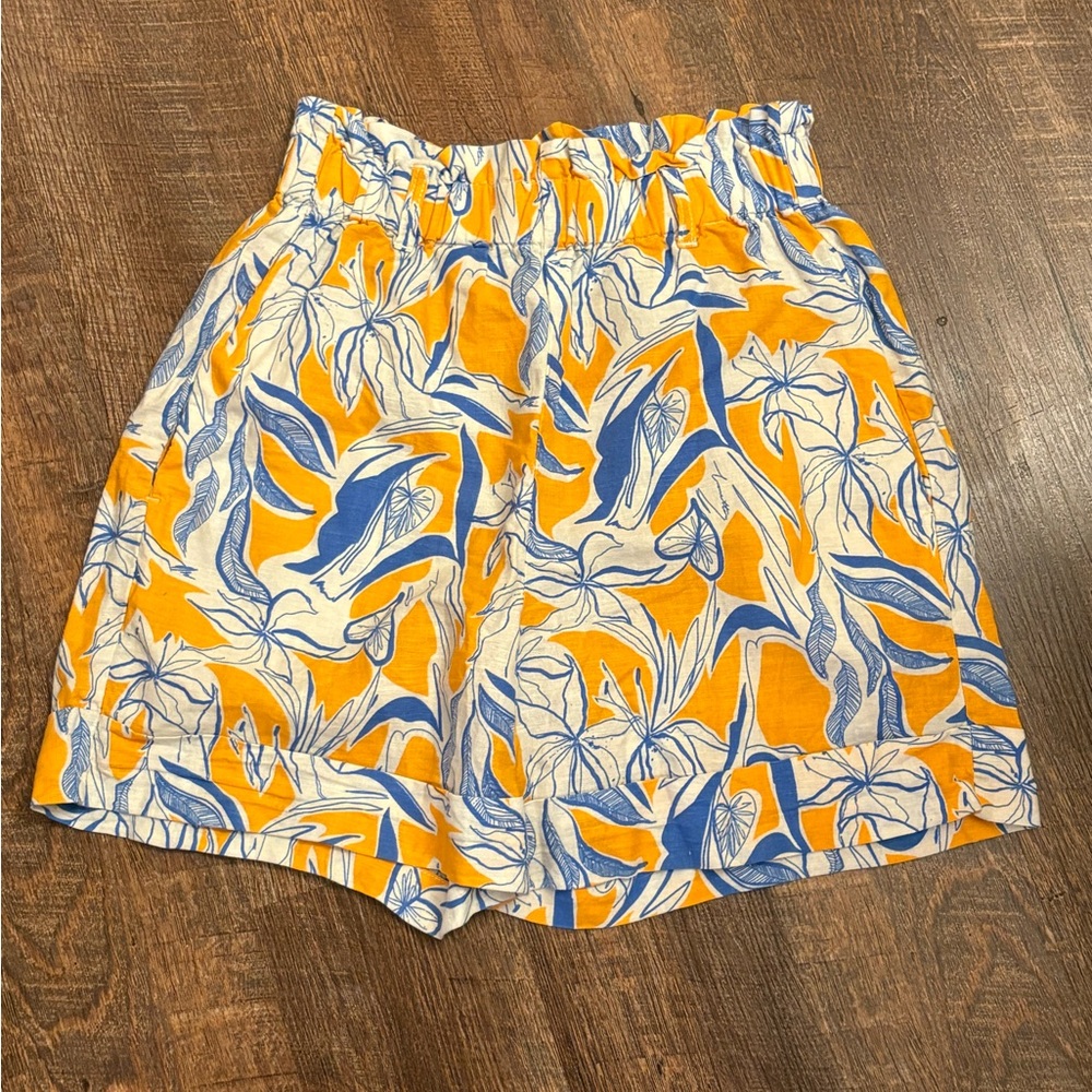 United Colors of Benetton Paperbag High Rise Regular Fit Linen Shorts Size 26